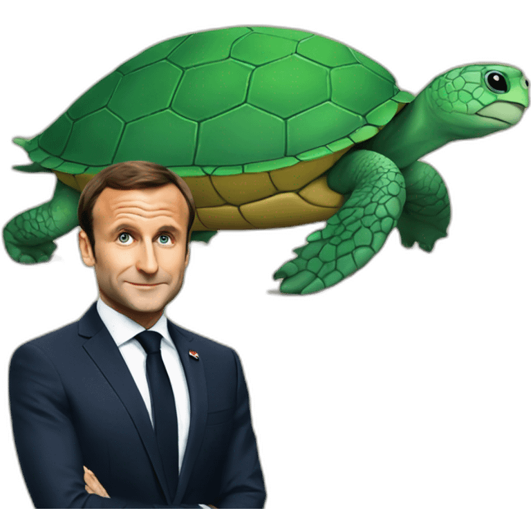 Macron sur un tortue emoji