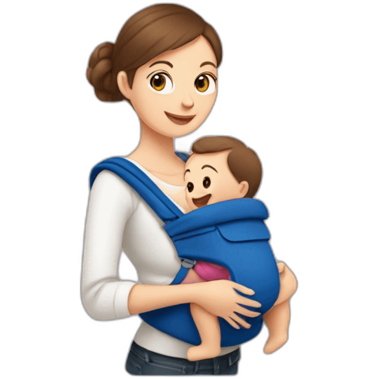 European Babywearing mom with baby ergo carrier emoji