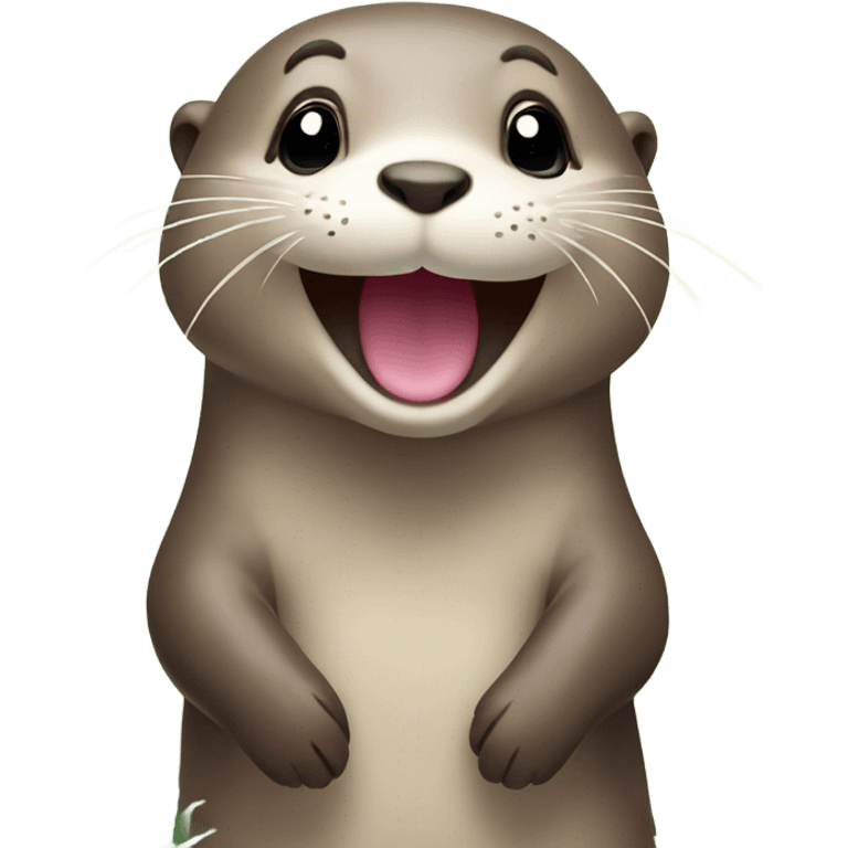 A happy and cute otter face with a Hawaiian flower emoji