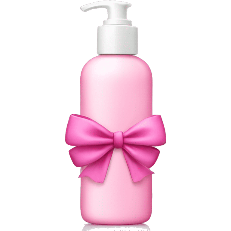 Skincare bottle with pink bow emoji