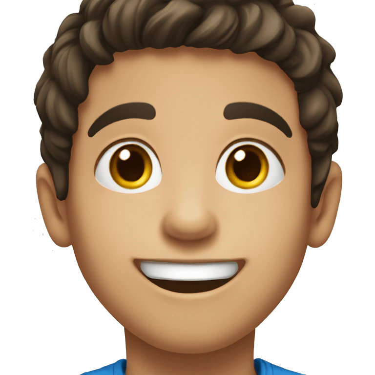 brunette boy portrait with smile emoji