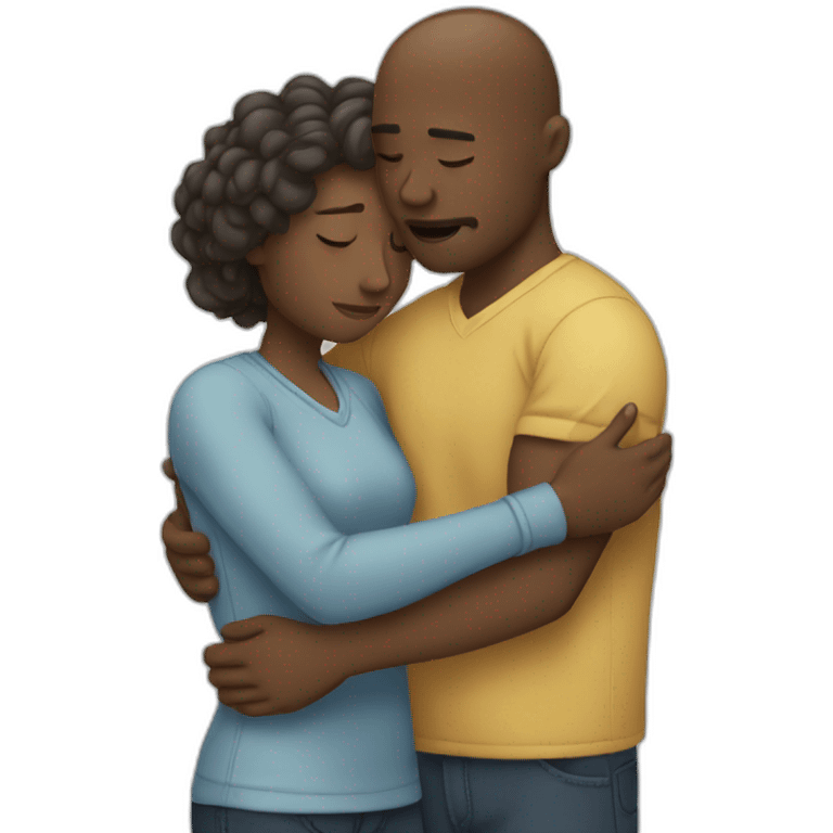 White couple hugging each other while crying  emoji