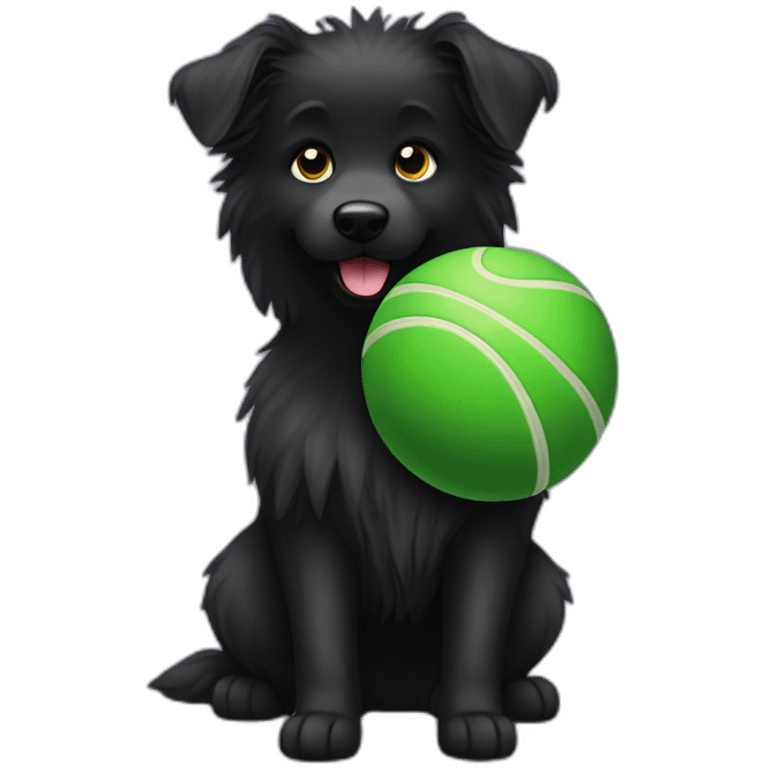 groenendael dog carrying ball emoji