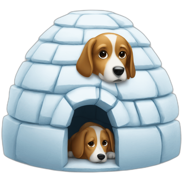 igloo with dog on top of it emoji