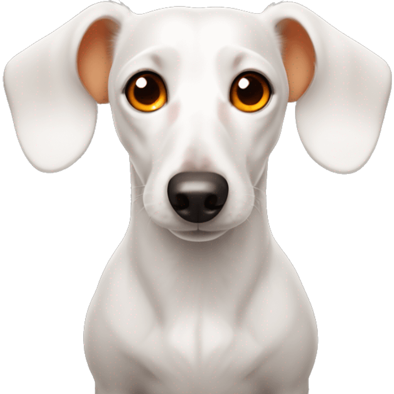 White dachshund with orange eyes and ears emoji