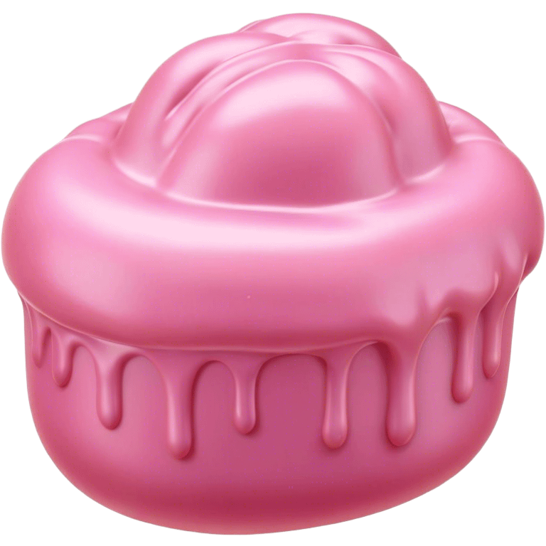 Cinematic Realistic Opaque Pink Slime, smooth and buttery with a pastel pink hue, ultra-glossy with a soft sheen, subtle folds and ridges forming as it moves, reflecting gentle highlights, glowing with a delicate, creamy texture, evoking a sense of playful satisfaction. emoji