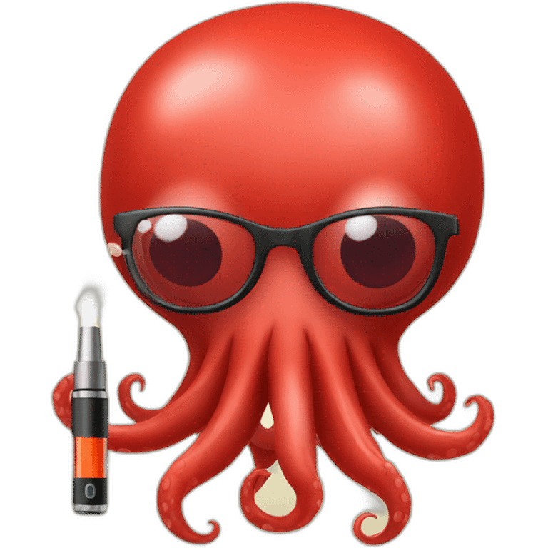 red squid with glasses and e-cigarette emoji