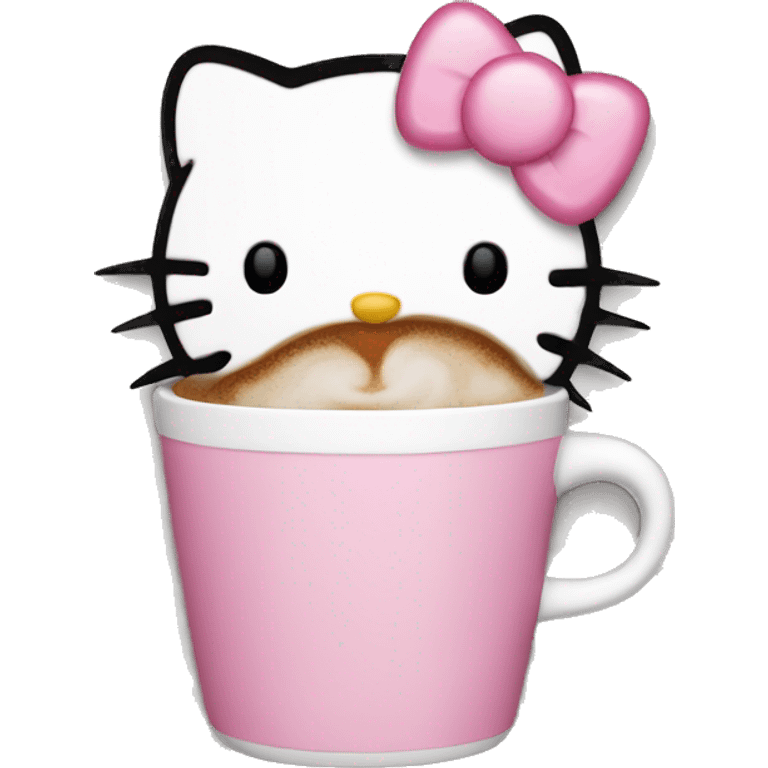 Hello kitty holding coffee emoji