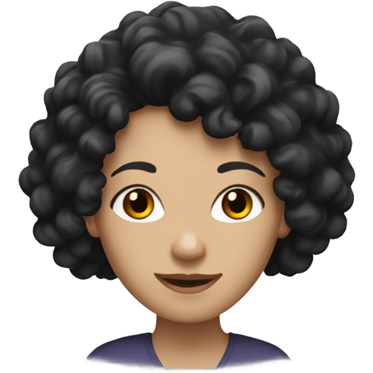 A white woman with black curly hair emoji