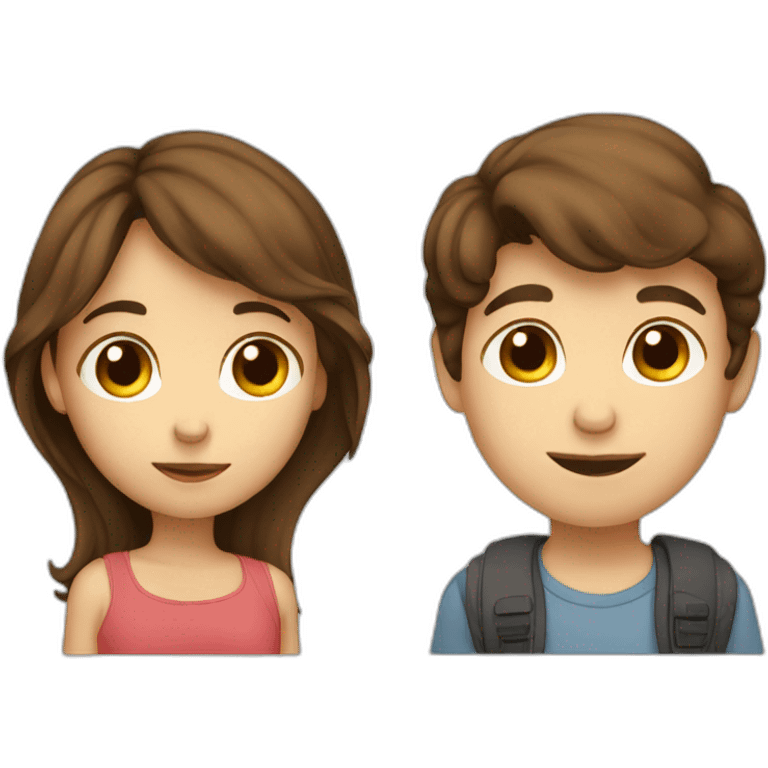 Brown-haired boy kissing brown-haired girl emoji