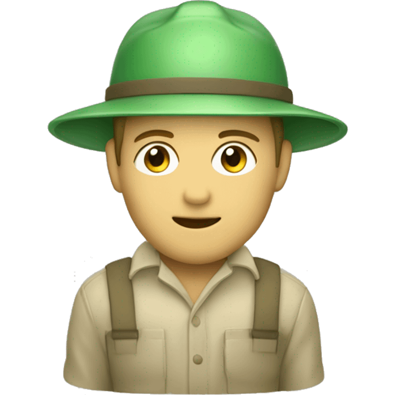 gardener pith helmet beige jacket green trees  emoji