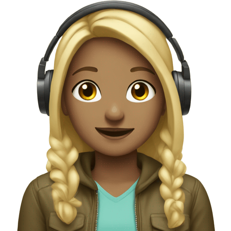 blonde girl with headphones outdoors freckles emoji