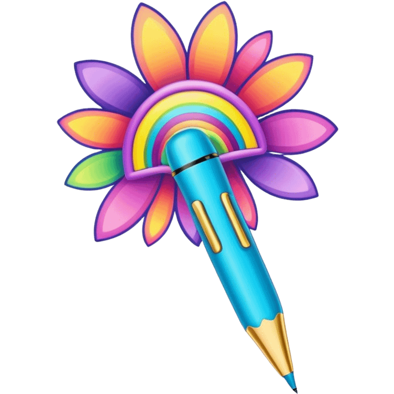 3D, psychedelic colored pen, hippie style emoji