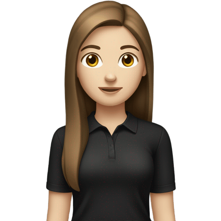 Brown straight hair white skin brown eyes black shirt teenage girl emoji