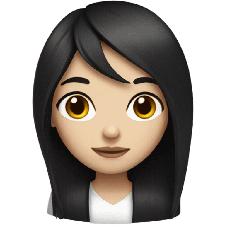 Straight black hair, white skin, slightly slant eye girl emoji