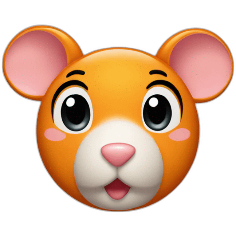 Mouse head iphone 16 emoji and human baby head iphone 16 emoji inside orange heart iphone 16 emoji emoji