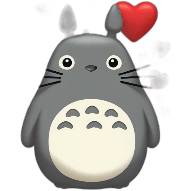 Totoro in love with hearts emoji