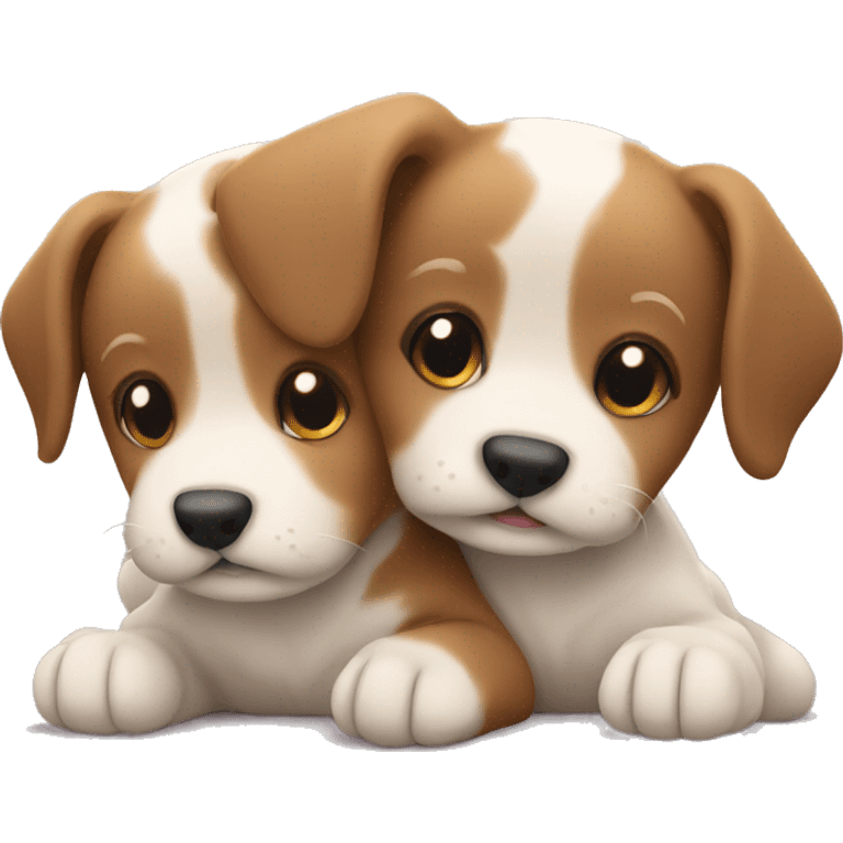 Two puppies hugging emoji