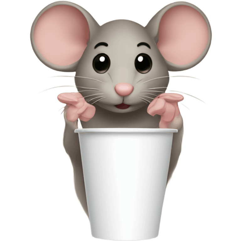 Mouse drinking from a paper cup emoji