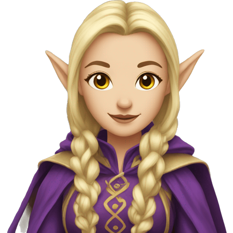 Noble female Elf with Elf ears and blonde hair and purple robes emoji