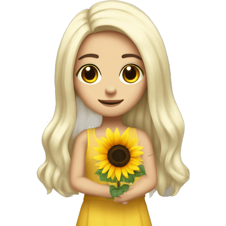 black hair white girl medium long hair holding sunflower emoji