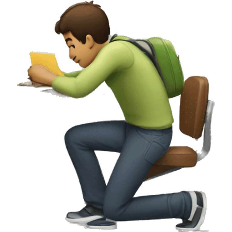 guy carrying a desk and on the desk there is a laptop emoji