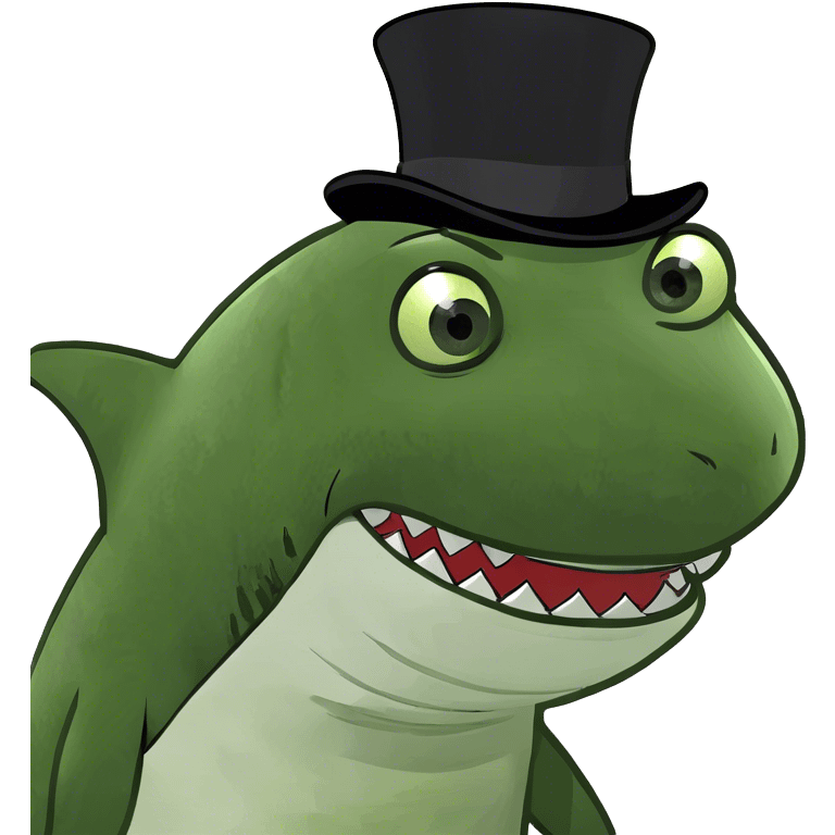 Shark with a top hat emoji