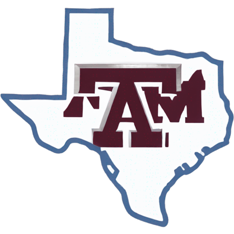 Texas A&M logo inside outline of Texas emoji