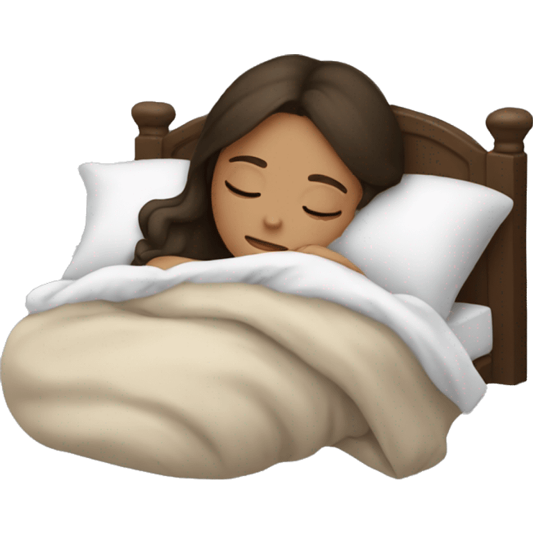 brunette girl sleeping cozy emoji