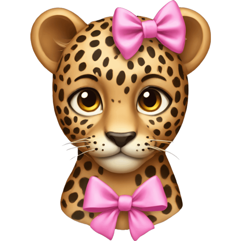 Leopard wearing pink bow emoji