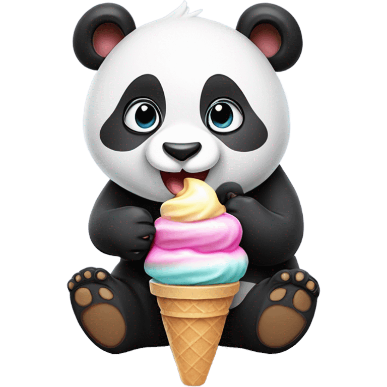 Panda eating ice cream emoji