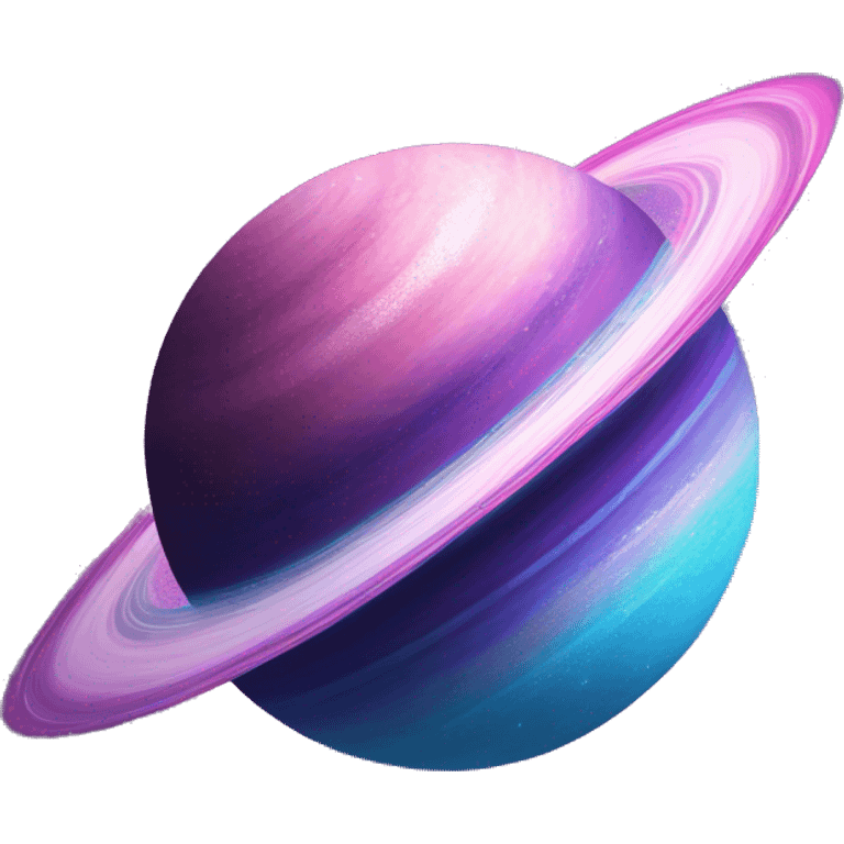 sparkly blue purple and pink glitter planet with white saturn ring emoji