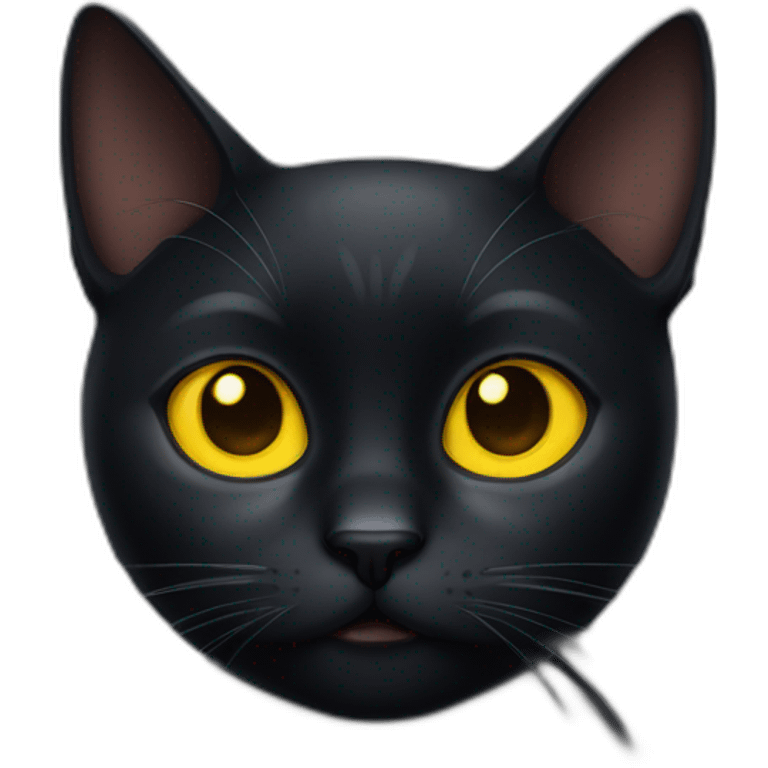 Black cat with yellow eyes looking judging and upset emoji