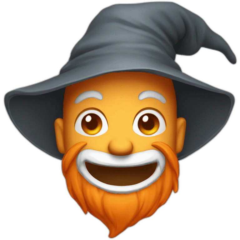 face smiling of a wizard style of Merlin, with dark orange cap, with thumbs up emoji