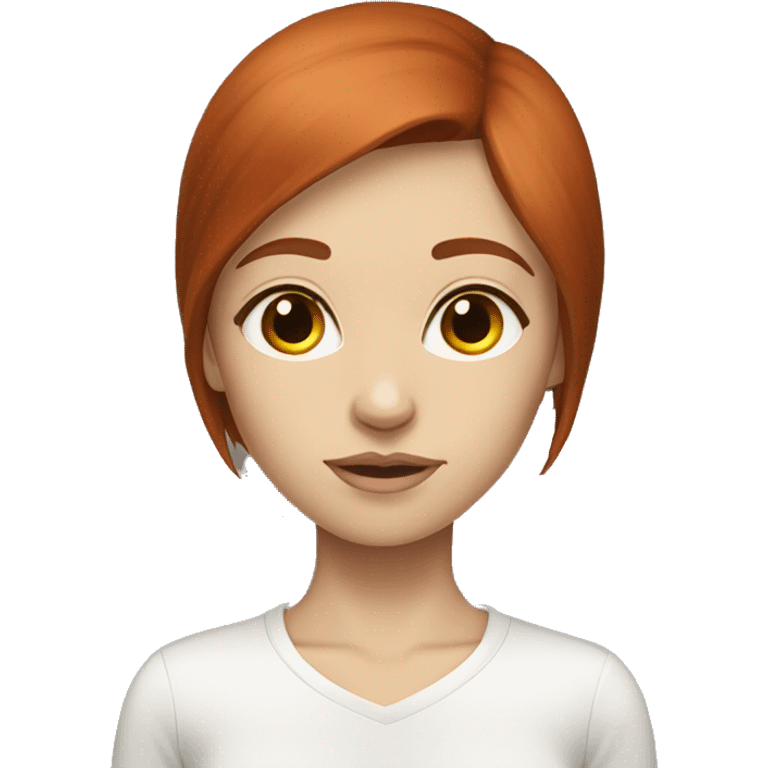 white skin red head brown eyes female straight hair skinny emoji