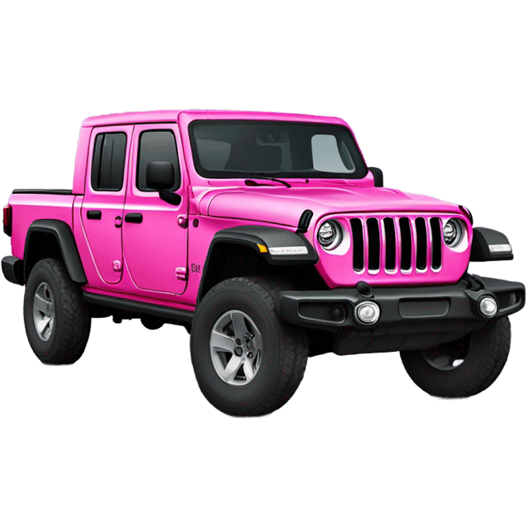 Realistic hot pink to pastel pink ombre Jeep Gladiator truck. emoji