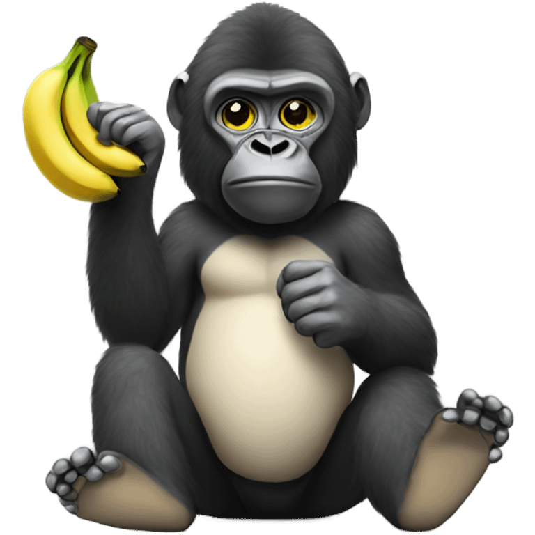 Gorilla wearing socks holding banana emoji