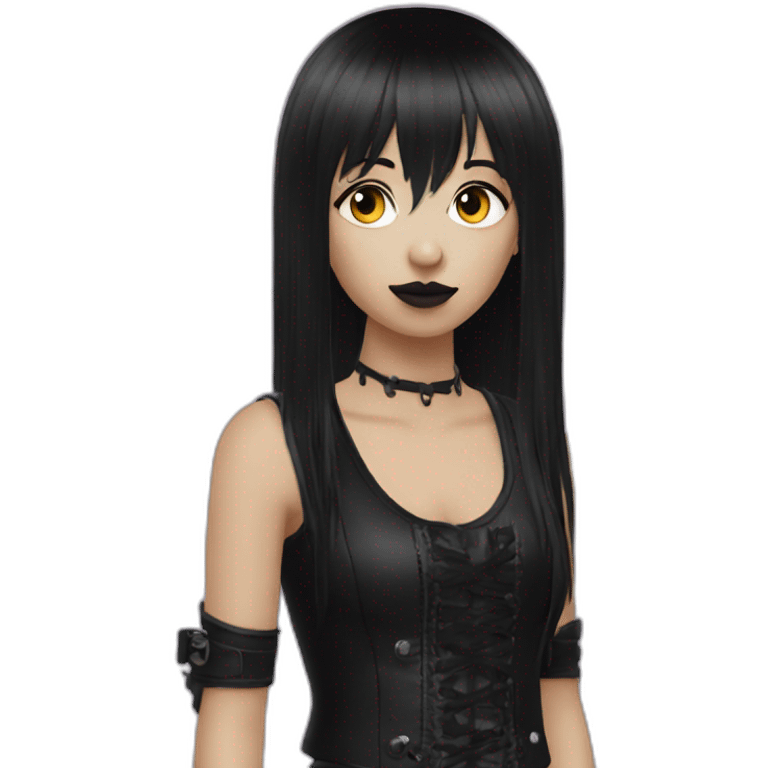 Goth with goth makeup and mullet side view  emoji