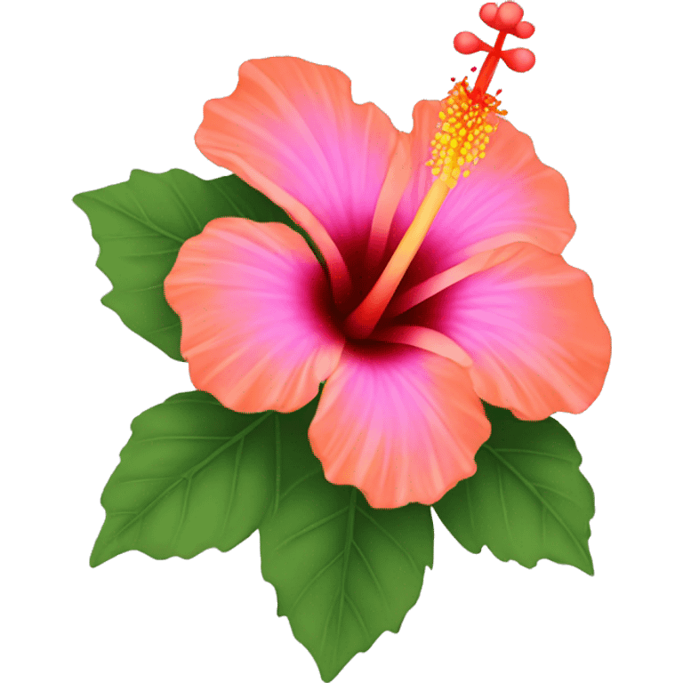 Hibiscus flower with petals of orange and pink emoji