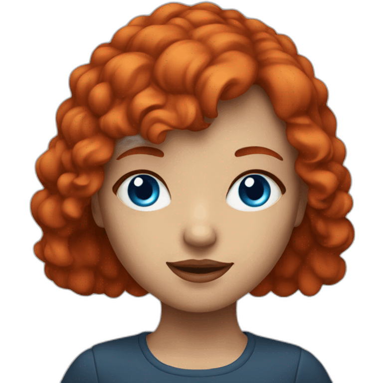 Artist girl with red head and blue eyes emoji