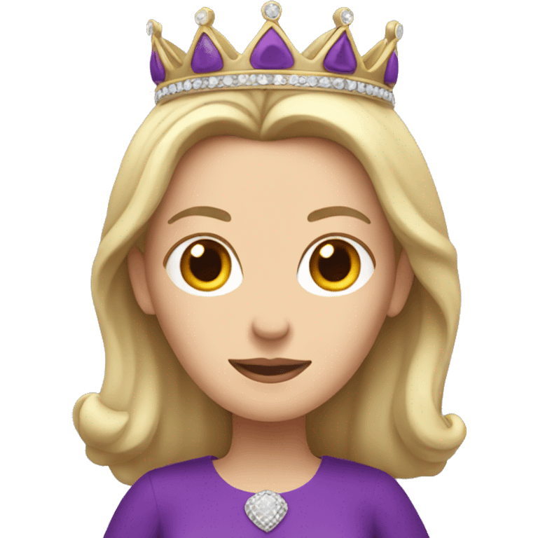 White woman with a purple crown and purple gown emoji