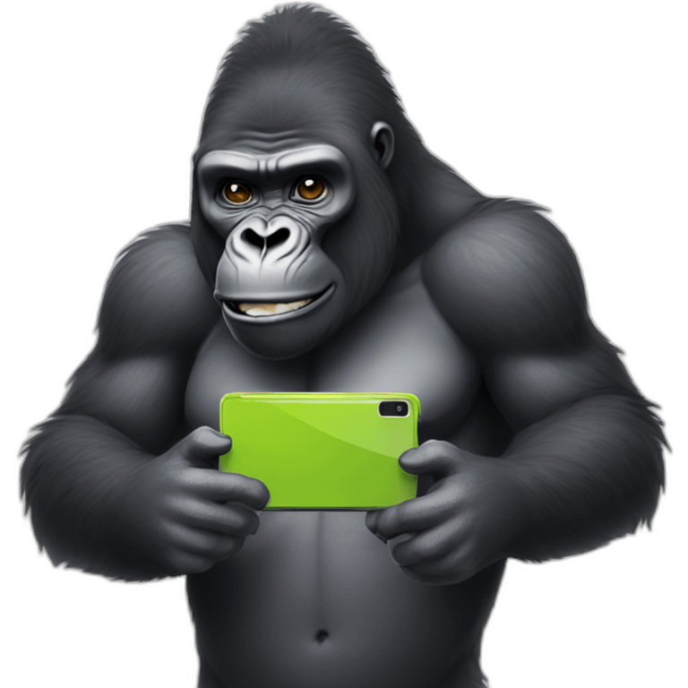 Gorilla holding an android phone emoji