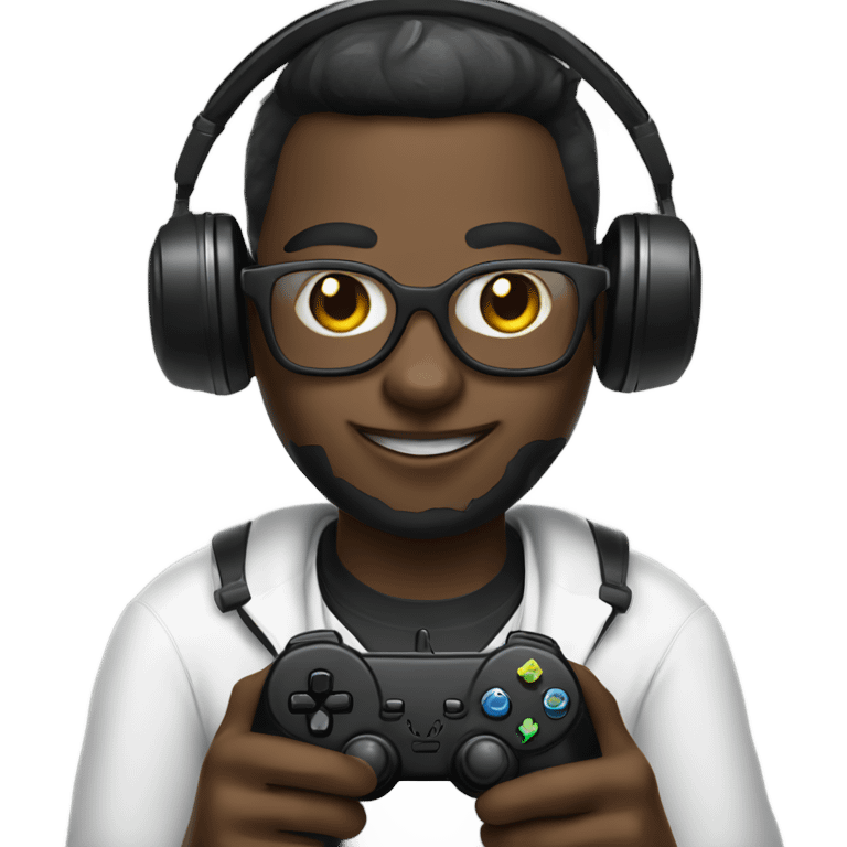 black cat gamer with a gamepad  emoji