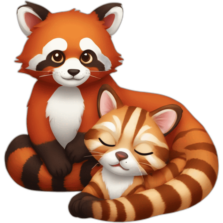 red-panda-snuggles-tabby-cat emoji