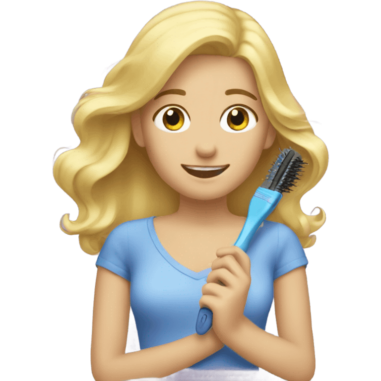 blonde girl brushing hair emoji