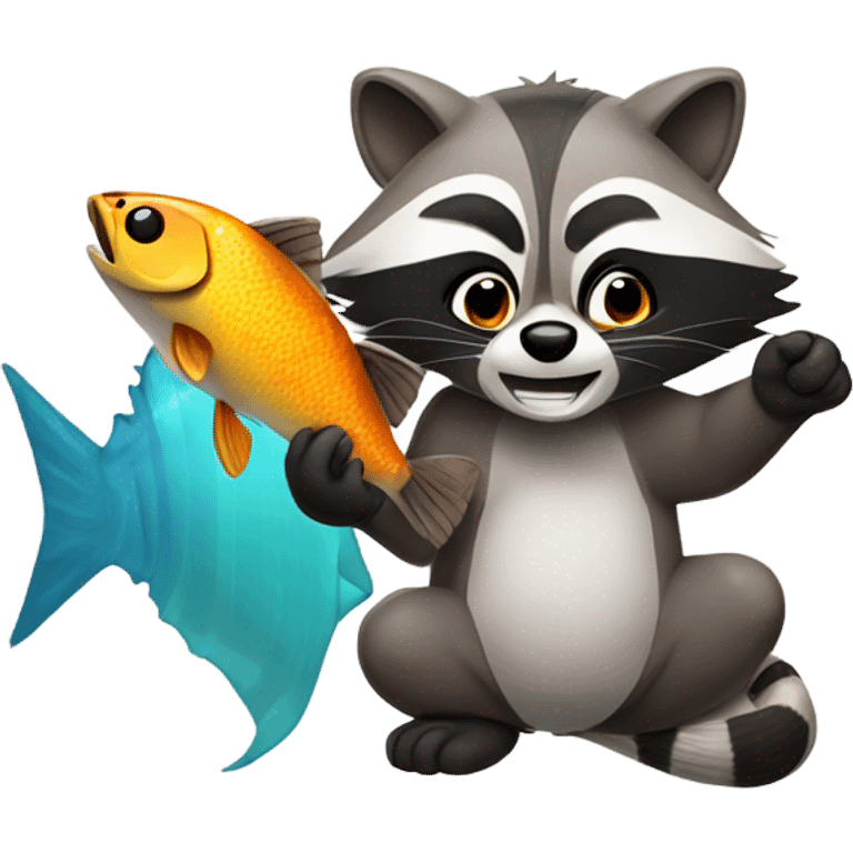 racoon eating fish emoji