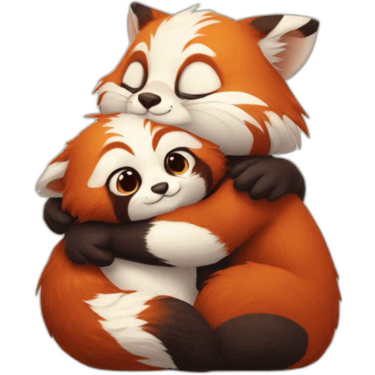 red-panda-hugs-cute-cat emoji