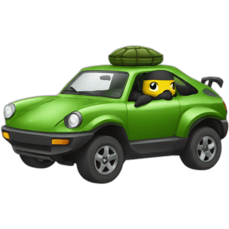 Tortue ninja dans voiture volante emoji