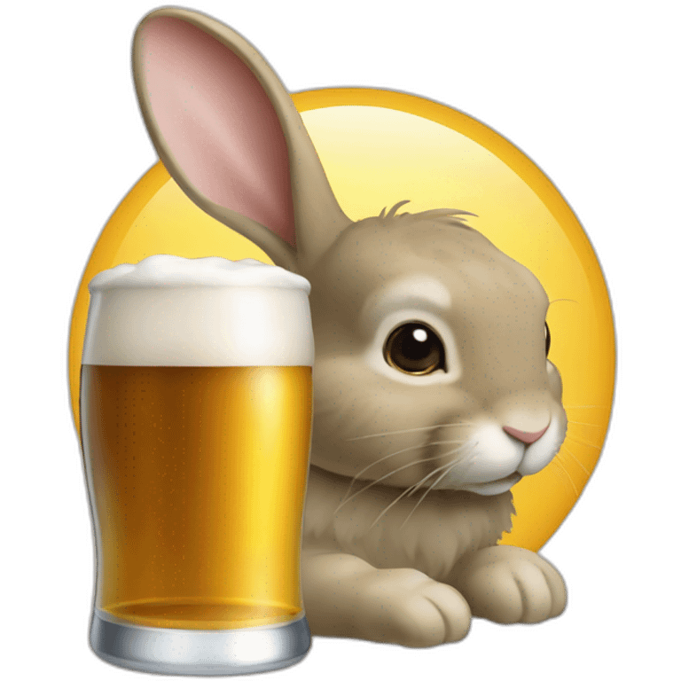 Lapin buvant une bière emoji