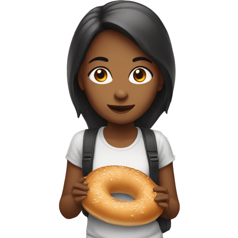 girl eat bagel emoji